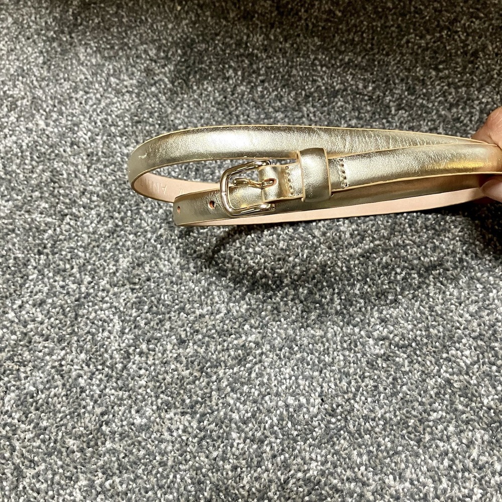 NWT Ann Taylor Belt Genuine Leather Gold Skinny Size Medium Women's